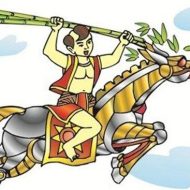 "Depiction of Thanh Giong riding a horse