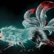 A modern illustration of a Kumiho in a forest