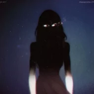 African vampire with glowing eyes