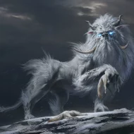 Snow Lion staring into the distance